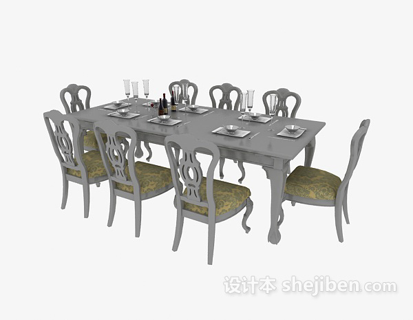 欧式风格欧式简约餐桌3d模型下载