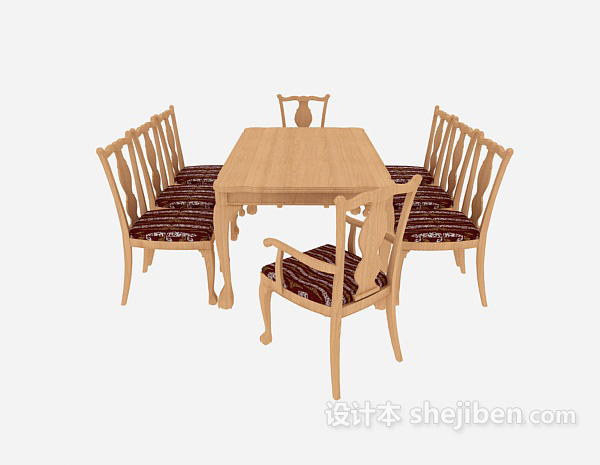 地中海风格家居桌椅组合3d模型下载