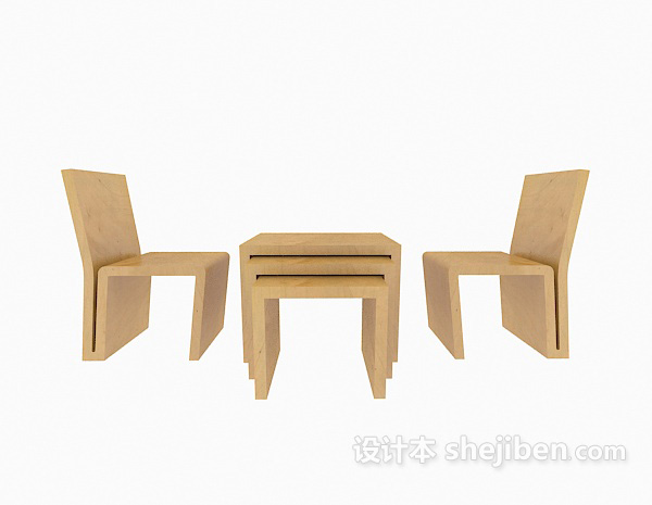 田园风格创意简约桌椅3d模型下载