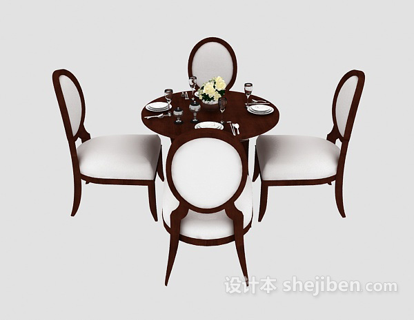 欧式圆 餐桌3d模型下载