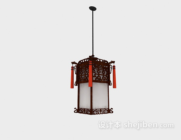中式风格中式风格木质吊灯3d模型下载