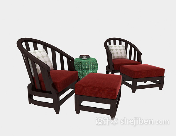 新中式休闲椅凳3d模型下载