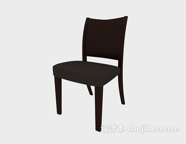 现代风格简约实木餐椅3d模型下载