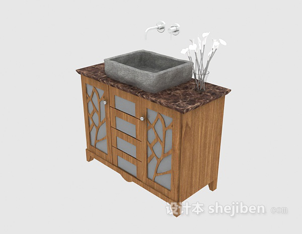 美式家庭浴柜3d模型下载