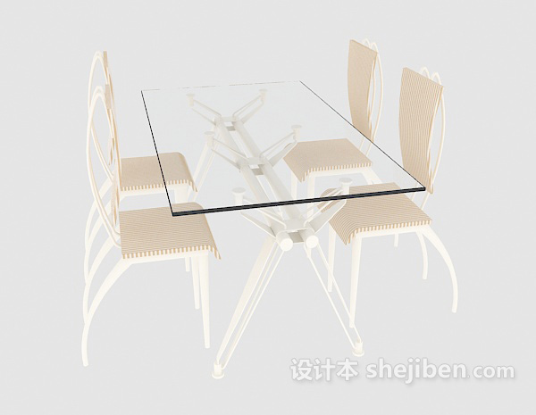 免费现代四人餐桌3d模型下载