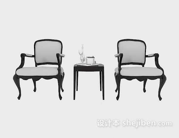 其它美式风格单人沙发3d模型下载