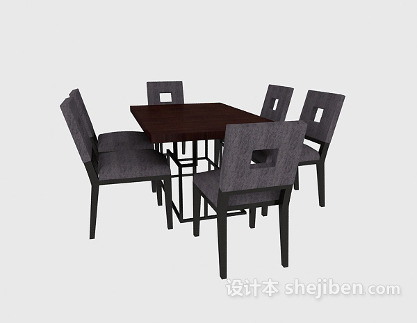 东南亚风格简易家居餐桌椅3d模型下载