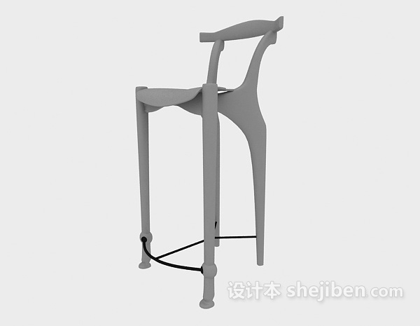 灰色吧台椅3d模型下载