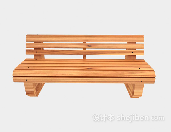 现代风格原木公园休闲长椅3d模型下载