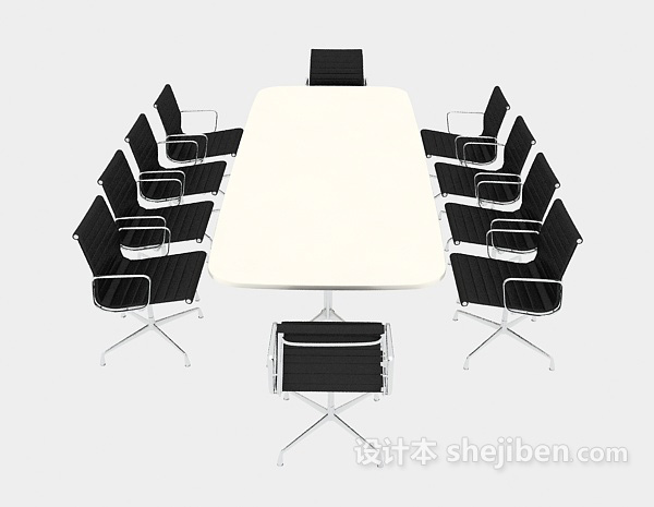 现代风格简约会议桌椅3d模型下载