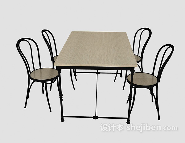 现代风格休闲家居桌椅组合3d模型下载