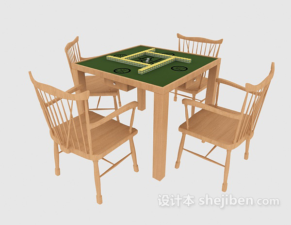 简约麻将桌椅组合3d模型下载