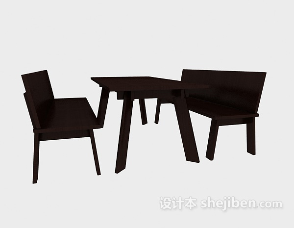 免费实木餐厅桌椅组合3d模型下载