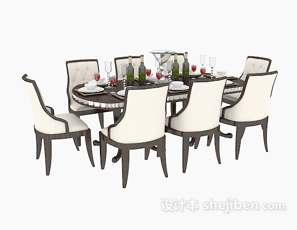 地中海家居餐桌椅3d模型下载
