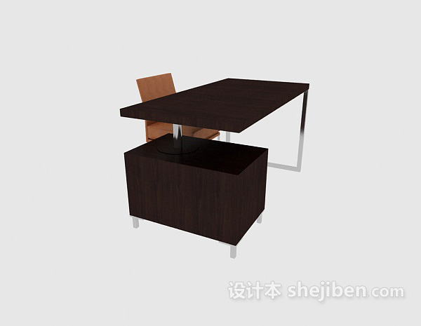 现代风格棕色简约办公桌3d模型下载