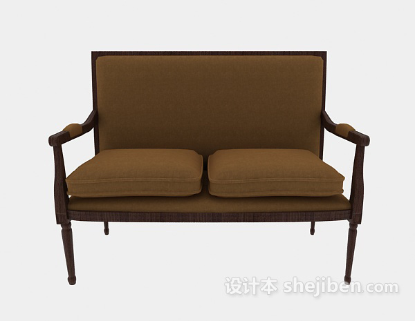 现代风格双人实木沙发椅3d模型下载