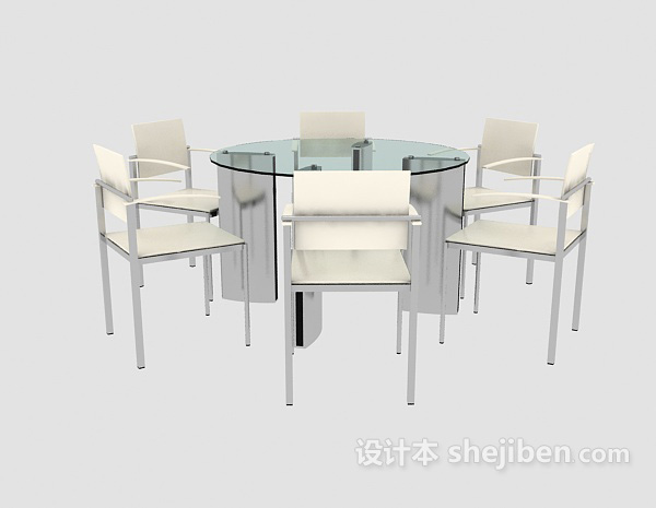 现代风格现代简约圆形餐桌3d模型下载
