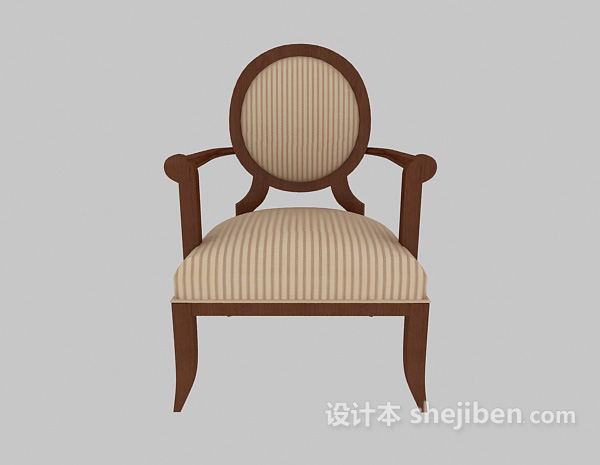 欧式风格棕色欧式梳妆椅3d模型下载