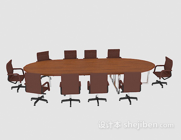 现代风格办公圆形会议桌椅3d模型下载