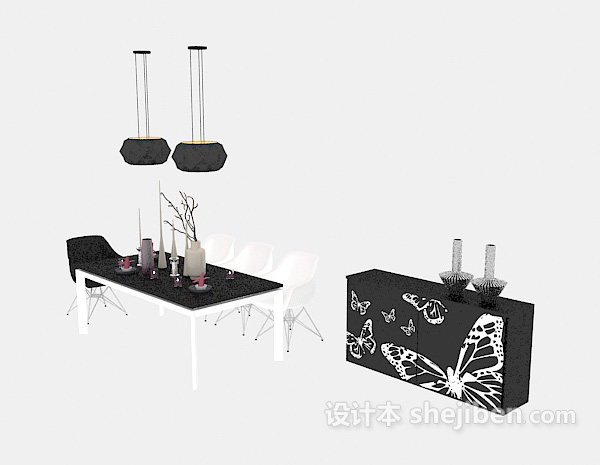 茶几桌椅组合3d模型下载