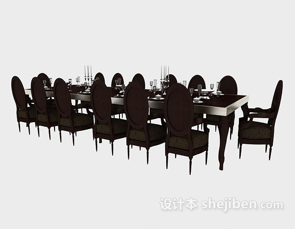 欧式简约餐桌餐椅3d模型下载