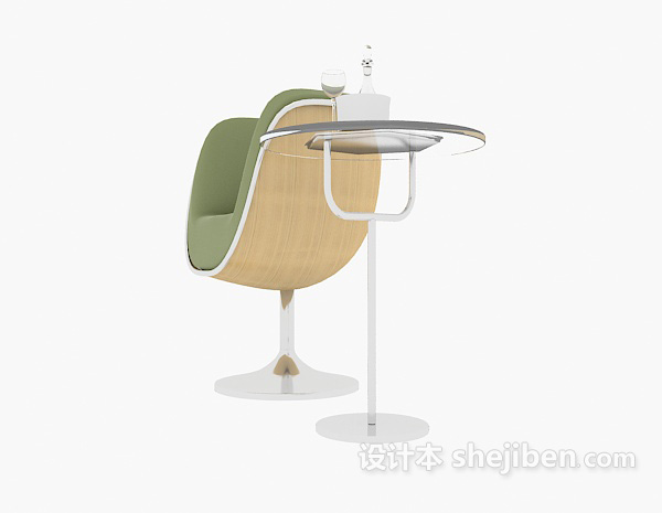 休闲单人桌椅组合3d模型下载