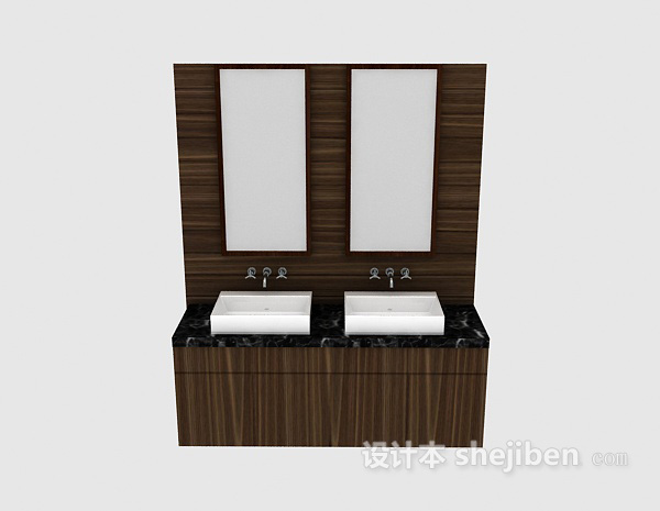 现代风格厕所洗手池、装饰镜3d模型下载