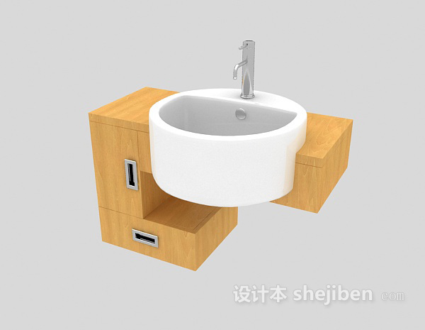 免费简约现代洗手池3d模型下载