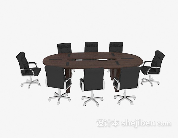 高档办公会议桌3d模型下载