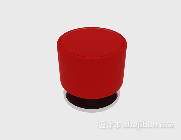 红色休闲凳3d模型下载