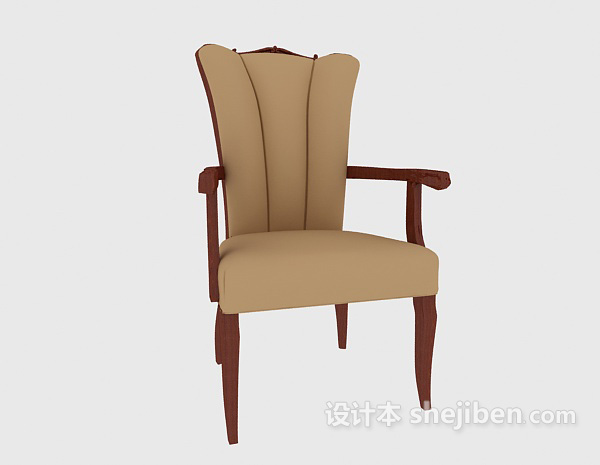 免费棕色扶手休闲椅3d模型下载