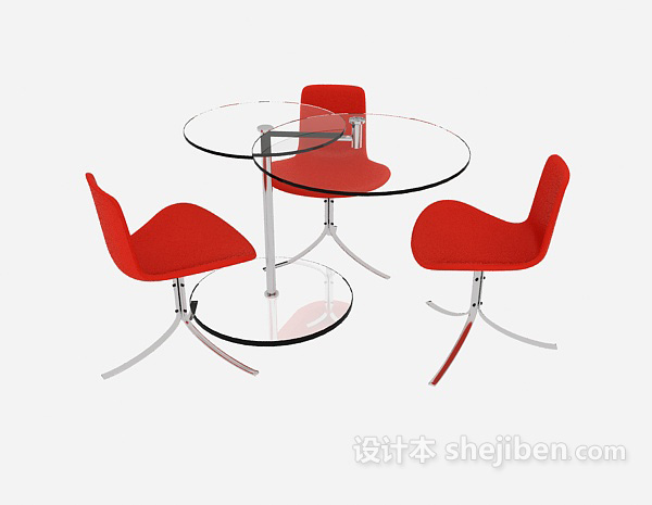 免费红色时尚简约桌椅3d模型下载