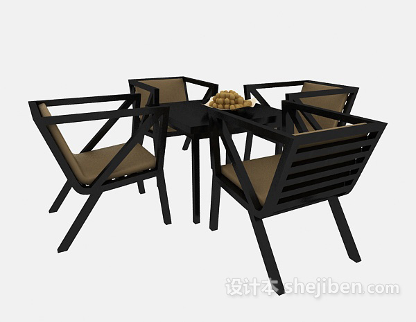 现代风格时尚休闲桌椅组合3d模型下载