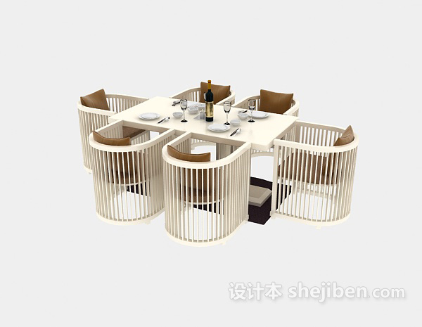 免费现代餐厅桌椅3d模型下载