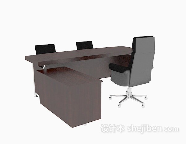 免费老板办公桌椅组合3d模型下载
