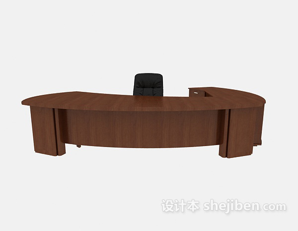 现代风格现代棕色办公桌3d模型下载