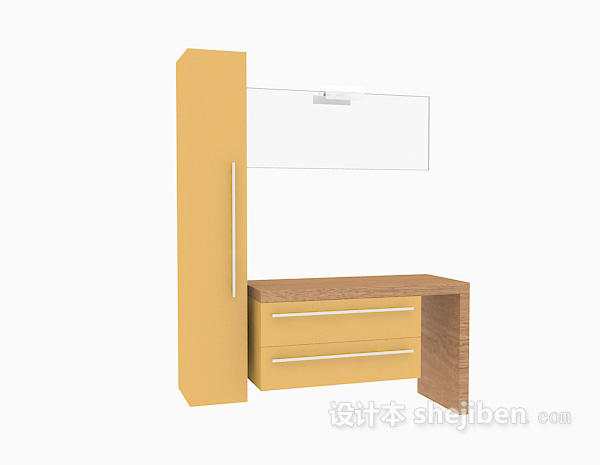 免费灰色木质家庭浴柜3d模型下载