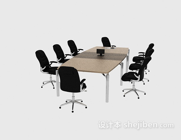 简约办公会议桌3d模型下载