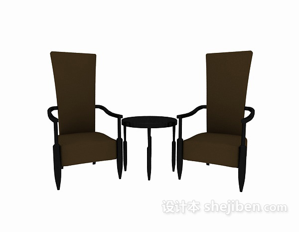 欧式风格高背休闲沙发椅3d模型下载