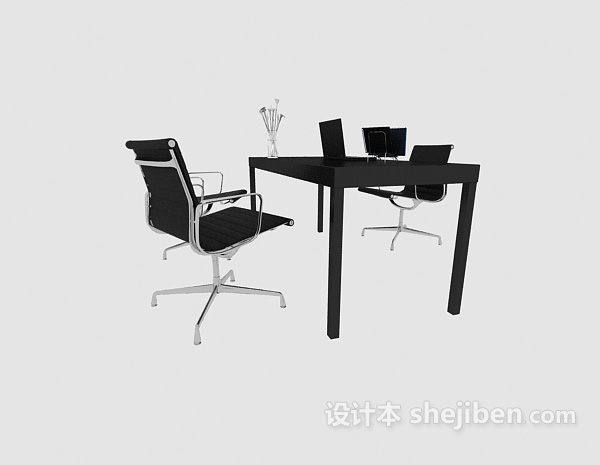 免费简洁办公桌椅3d模型下载