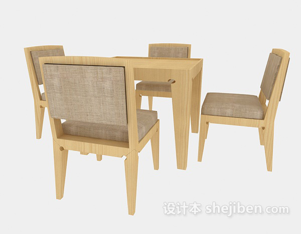 休闲实木桌椅3d模型下载
