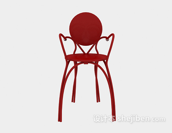 现代风格红色创意现代椅3d模型下载