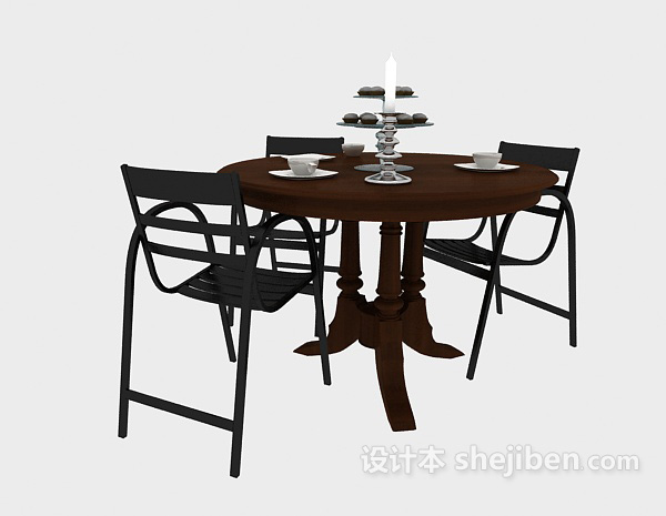间距家居餐桌3d模型下载