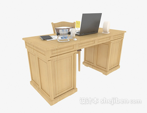 免费欧式家居实木书桌3d模型下载
