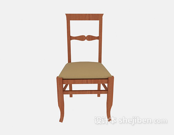 田园风格高靠背实木餐椅3d模型下载
