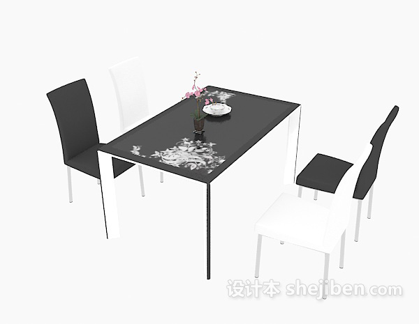 免费现代不锈钢桌椅3d模型下载