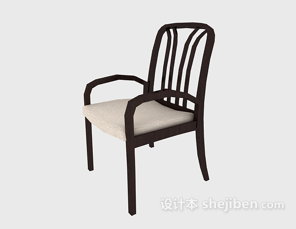 简易实木餐椅3d模型下载