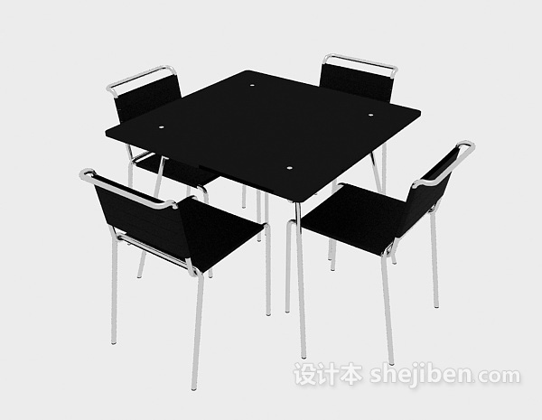 现代风格黑色现代桌椅组合3d模型下载