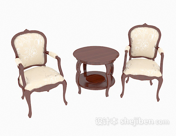免费美式风格休闲桌椅组合3d模型下载
