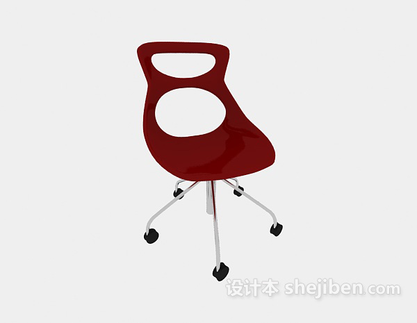 免费红色简约靠背休闲椅3d模型下载